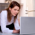 woman working from home laptop